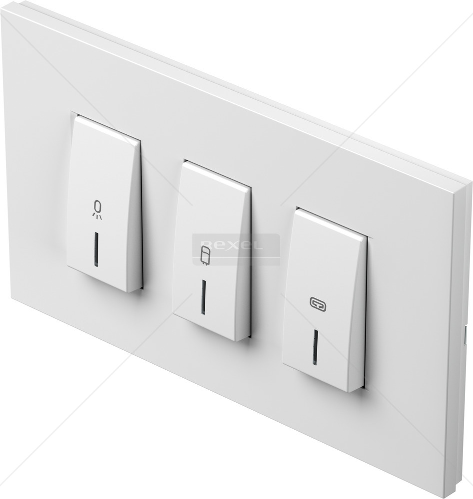 Slika proizvoda Sklopka MODUL Podžbukno Prekidač za isključenje 3x1-polova BIJ 20A Fluorescentna rasvjeta IP20 3/4M INDIKATOR, blister