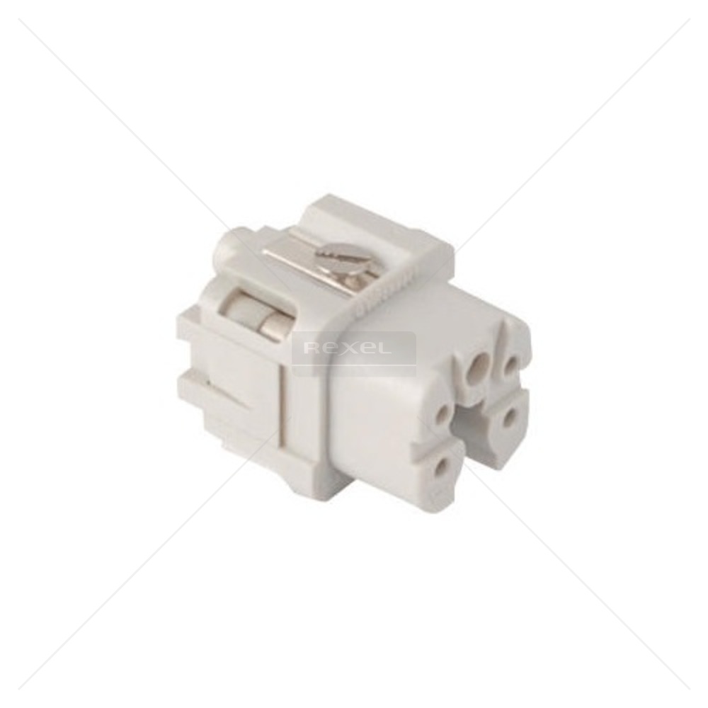 Slika proizvoda Industrijski sklopnik, uložak GW CONNECT Pin 4P pravokutno 10A 400V Vijčani spoj 0,5-2,5mm2 Ženska (sabirnica)